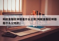 蚂蚁金服区块链是什么公司[蚂蚁金服区块链是什么公司的]